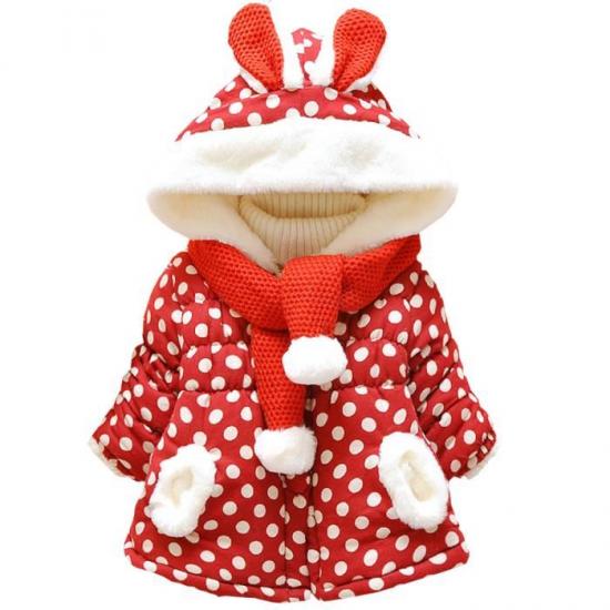 Bebe fille lapin imprime de polka dots manteaux bl